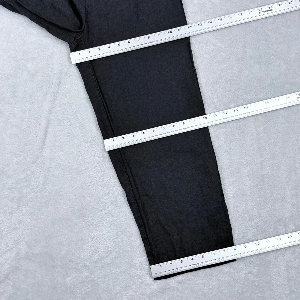 Quince European 100% Linen Pants Womens Small Black Elastic Waist Ankle Crop
